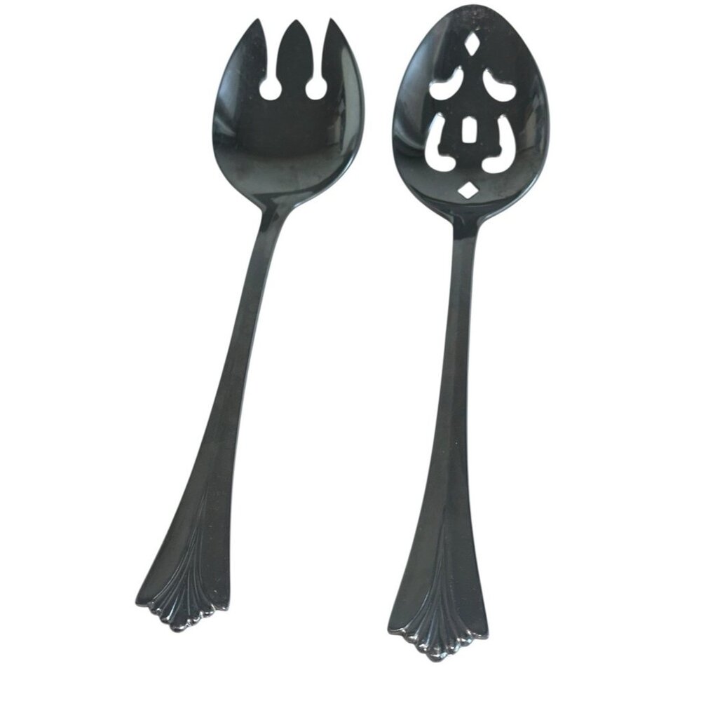 Rogers Triumph Serving Spoons Spork Salad Set Stainless Flatware Pierced Korea